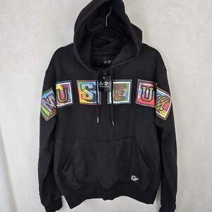 The Museum Rare Black Multi-Color Patch Hoodie Mens L Streetwear Fashion Art NWT